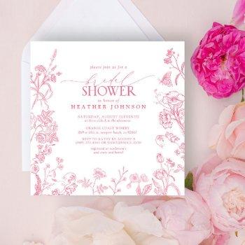 elegant pink victorian floral bridal shower invitation