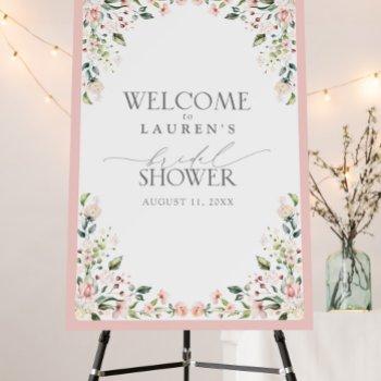 elegant pink watercolor bridal shower welcome foam board