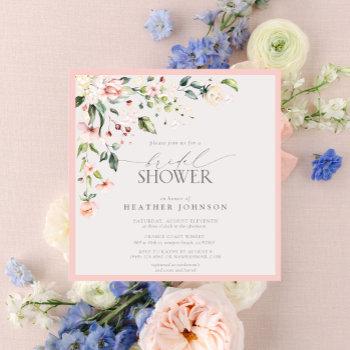 elegant pink watercolor floral bridal shower invitation