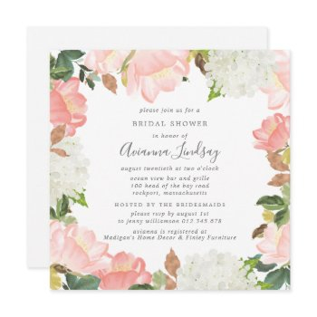 elegant pink white floral bridal shower invitation