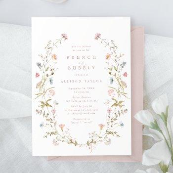 elegant pink wildflower rustic boho bridal shower invitation
