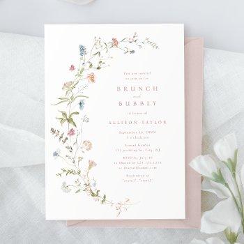elegant pink wildflower rustic boho bridal shower invitation