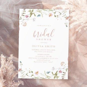elegant pink wildflower rustic boho bridal shower  invitation