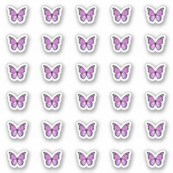 elegant purple butterfly kisses monogram candy sticker