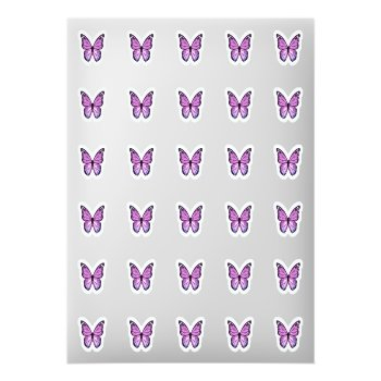 Elegant Purple Butterfly Kisses Monogram Candy Sticker Front View