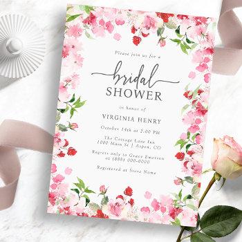 elegant red and pink bridal shower invitation