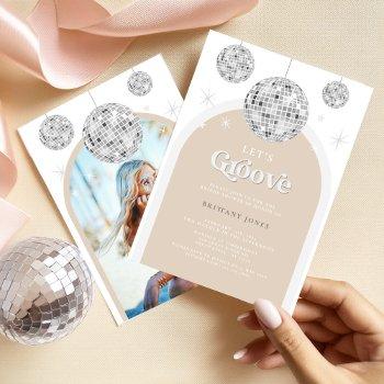 elegant retro disco groovy bridal shower photo invitation