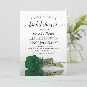 elegant romantic emerald green rose bridal shower invitation