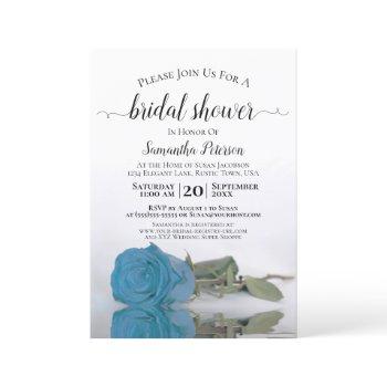 elegant romantic turquoise blue rose bridal shower invitation