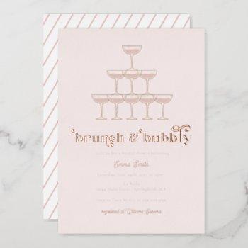 elegant rose gold brunch & bubbly bridal shower foil invitation
