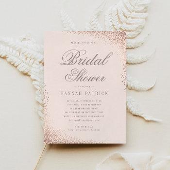 elegant rose gold shimmer pink bridal shower invitation