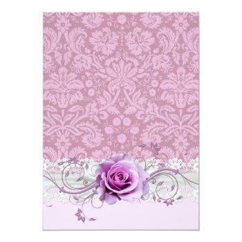 Elegant Rose Swirls Ribbon Damask Front View