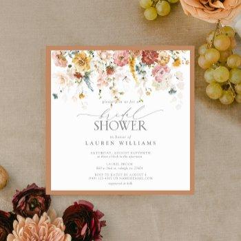 elegant rust burnt orange watercolor bridal shower invitation