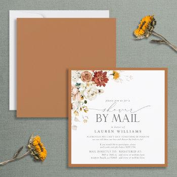 elegant rust orange watercolor bridal shower mail  invitation