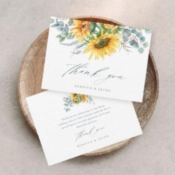 elegant rustic sunflower bridal shower thank you card