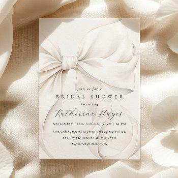 elegant she's tying the knot bow bridal shower invitation