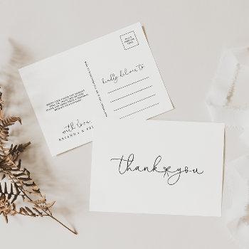 elegant simple calligraphy thank you postcard