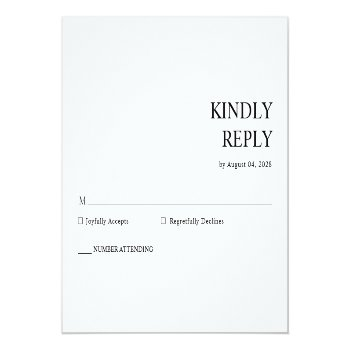 Elegant Simple Typography Wedding Rsvp Enclosure Card Front View