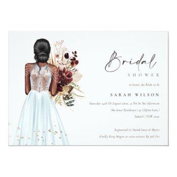 Elegant Sky Blue Wedding Gown Bridal Shower Invite Front View