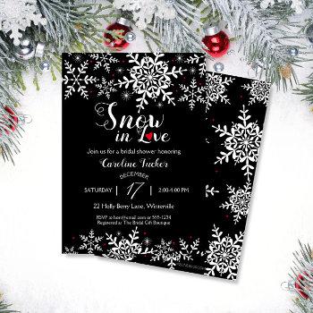 elegant snow in love winter black bridal shower invitation