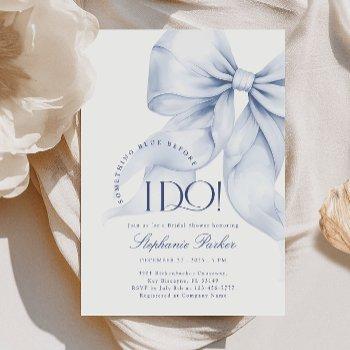 elegant something blue bow bridal shower invitation
