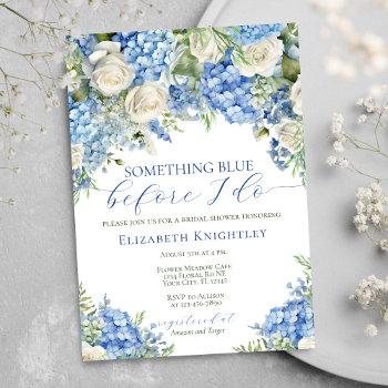 elegant something blue hydrangea bridal shower invitation