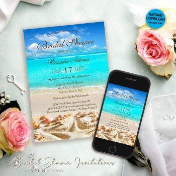 elegant starfish beach bridal shower invitation