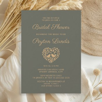 elegant stylish rust moss green autumn bridal invi invitation