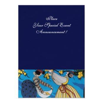 Elegant Summer Garden Party Sapphire Gem Monogram Invitation Front View