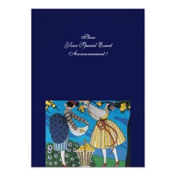 Elegant Summer Garden Party ,sapphire Gem Monogram Invitation Front View