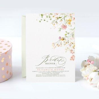 elegant summer meadow wildflowers bridal shower invitation