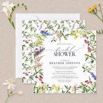 elegant summer wildflower floral bridal shower invitation