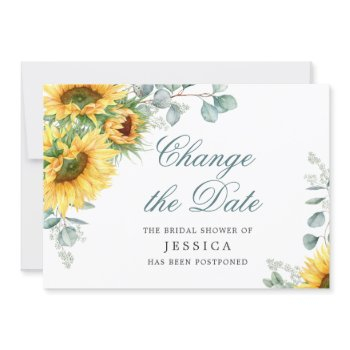 elegant sunflowers change the date bridal shower invitation