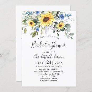 elegant sunflowers eucalyptus bridal shower invitation