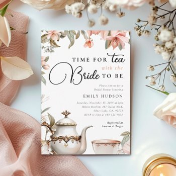 elegant tea party bridal shower invitation