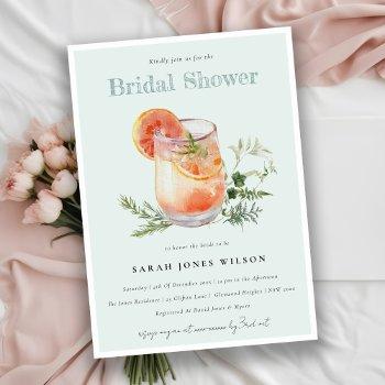 elegant teal orange green cocktail bridal shower  invitation