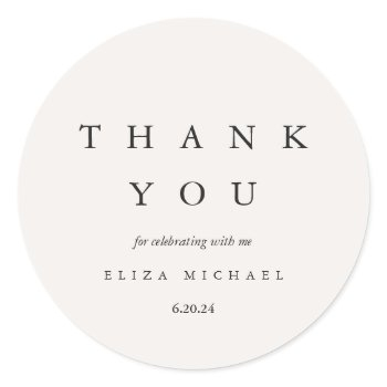 elegant thank you taupe bridal shower classic round sticker