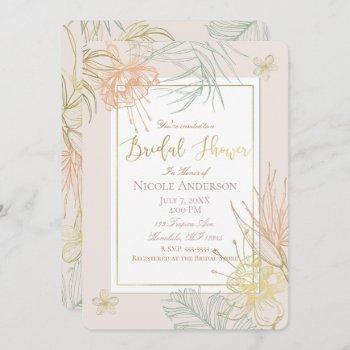 elegant tropical botanical floral bridal shower invitation