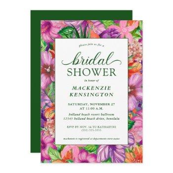 elegant tropical floral bridal shower invitation