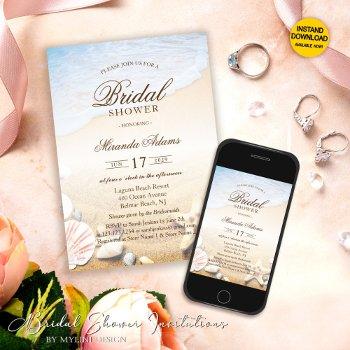 elegant tropical starfish beach bridal shower invitation