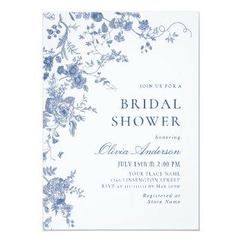 Elegant Victorian Blue French Floral Front View