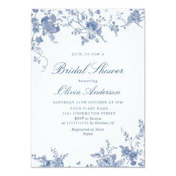 Elegant Victorian Blue French Floral Front View