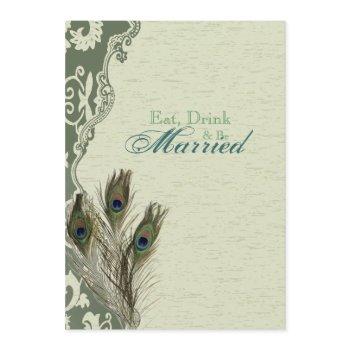 elegant vintage country  peacock rehearsal dinner invitation