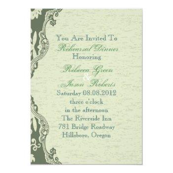 Elegant Vintage Country Peacock Rehearsal Dinner Invitation Front View