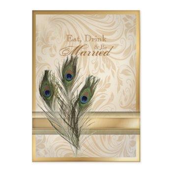 elegant vintage damask peacock rehearsal dinner invitation
