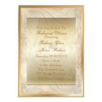 Elegant Vintage Damask Peacock Rehearsal Dinner Invitation Front View