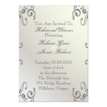 Elegant Vintage Floral Peacock Rehearsal Dinner Invitation Front View