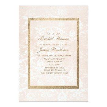Elegant Vintage Pink Damask Gold Front View
