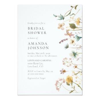 Elegant Vintage Pressed Floral Bridal Shower Invitation Front View
