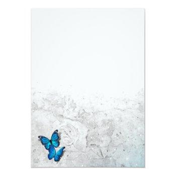 Elegant Watercolor Blue Butterfly Wedding Real Foil Invitation Front View